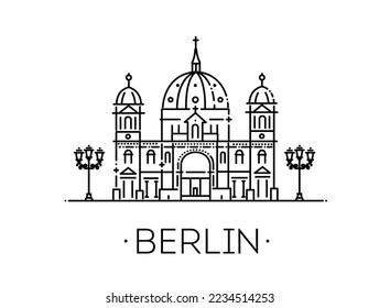 Catedral de Berlín. Berliner Dom alemán. Ilustración del vector