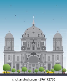 Berlin Cathedral in Berlin, Germany. Vector Illustration. Business and tourism concept with place for text. Image for presentation, banner, placard and web site