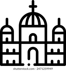 icono de la catedral de berlín. Diseño De Estilo Lineal Delgado Aislado Sobre Fondo Blanco