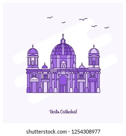 BERLIN CATHEDRAL Landmark Purple Dotted Line skyline vector illustration