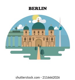 Berlin. Berlin Cathedral on the background of the city.