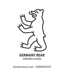 Berlin city coat of arms bear line icon. Germany bear outline vector symbol. Editable stroke.