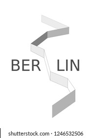 Berlin city is divided into Eastern and Western Part. Division of East and West Germany in the German capital town. Minimalist vector illustration isolated on white