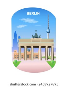 Ciudad de Berlín. Afiche de viaje de Alemania. Ilustración vectorial