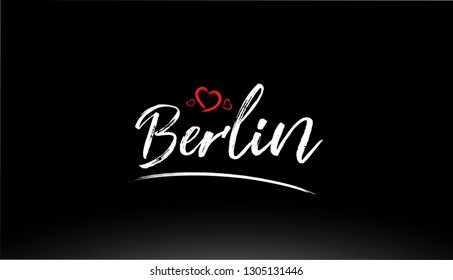 berlin city hand written text with red heart suitable for logo or typography design