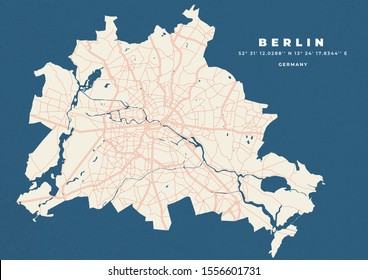 Berlin city map road vector poster
