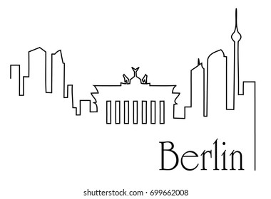 Berlin city one line drawing background