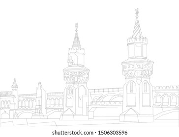 Berlin city. Outline sketch. Vector illustration