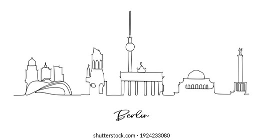 Berlin city skyline - continuous one line drawing