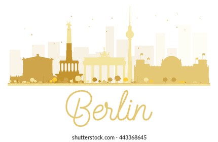 Berlin City skyline golden silhouette. Vector illustration. Cityscape with landmarks