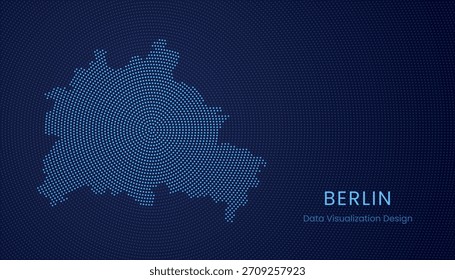 Mapa punteado estilizado de la ciudad de Berlín en el moderno concepto de visualización de tecnología de datos circular.
