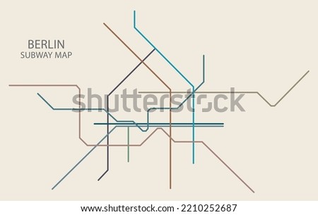 Berlin city subway vector map colored