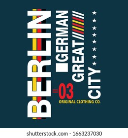 Berlin City typography graphic for print t shirt,vector illustration,authentic design,style,line art