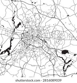 Berlin City Vector Map with Detailed Ring Road Network, Avenues and Street Layout