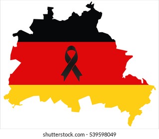 Berlin condolence map - black ribbon with german flag