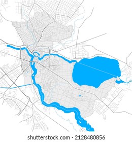 Köpenick, Berlin, DEUTSCHLAND, high detail vector map with city boundaries and editable paths. White outlines for main roads. Many smaller paths. Blue shapes and lines for water.