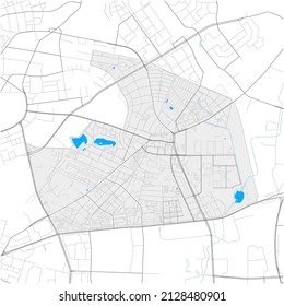 Hohenschönhausen, Berlin, DEUTSCHLAND, high detail vector map with city boundaries and editable paths. White outlines for main roads. Many smaller paths. Blue shapes and lines for water.