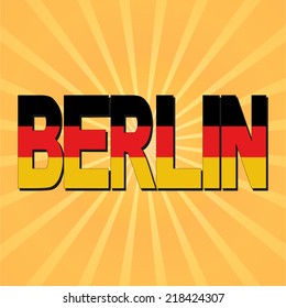 Berlin flag text with sunburst vector illustration