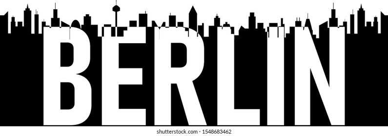 Berlin Flat Icon Skyline Silhouette Design City Vector Art Famous Buildings