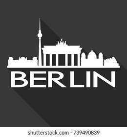 Berlin Flat Icon Skyline Silhouette Design City Vector Art Famous Buildings