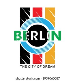 berlin with german flag background, typography, tee shirt graphics, vectors