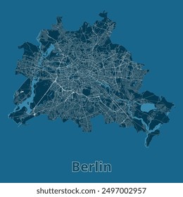 Berlin, Germany artistic blueprint map poster