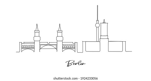 Berlin Germany city skyline - continuous one line drawing