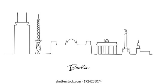 Berlin Germany city skyline - continuous one line drawing