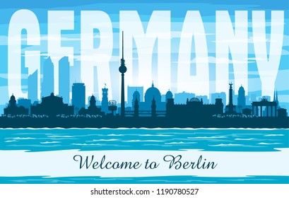 Berlin Germany city skyline vector silhouette illustration