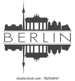 Berlin Germany Europe Skyline Vector Art Mirror Silhouette Emblematic Buildings 