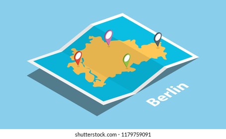 berlin germany explore maps with isometric style and pin location tag on top vector illustration