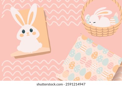 Berlin, Germany – February 19, 2024: Cute Easter Bunny with Basket of Decorative Eggs.