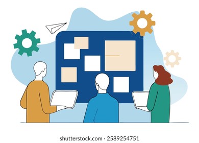 Berlin, Germany – January 20, 2024: Modern business team collaboration, diverse professionals brainstorming in an office environment. People discussing ideas.
