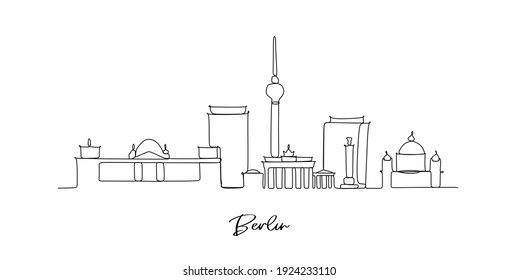 Berlin Germany landmark skyline    continuous one line drawing