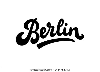 Berlin, Germany lettering vector illustration.  Modern brushpen calligraphy for t-shirt, banner, poster, flyer, postcard, print, fridge magnet