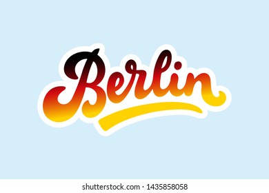 Berlin, Germany lettering vector illustration. Modern brushpen calligraphy for t-shirt, banner, poster, flyer, postcard, print, fridge magnet