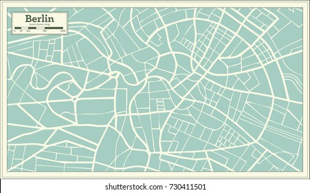 Berlin Germany Map in Retro Style. Vector Illustration.