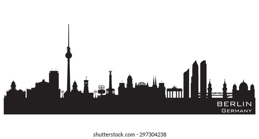 Berlin Germany skyline Detailed vector silhouette