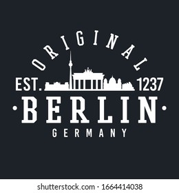 Berlin, Germany Skyline Original. A Logotype Sports College and University Style. Illustration Design.