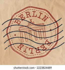 Berlin, Germany Stamp City Travel Passport. Design Retro Symbol Country. Old Vintage Postmark.