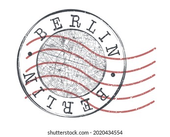 Berlin, Germany Stamp Map Postal. Silhouette Seal Roads and Streets. Passport Round Design. Vector Icon. Design Retro Travel National Symbol.