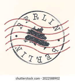 Berlin, Germany Stamp Map Postal. Silhouette. Passport Round Design. Vector Icon. Design Retro Travel National Symbol.