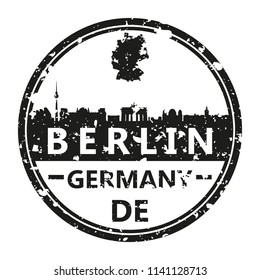 Berlin Germany Travel Stamp Icon Skyline City Design Tourism