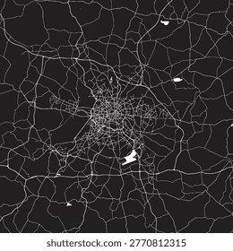 Berlin Germany Vector Map, Detailed City Street Map Black and White Minimalist Line Art
