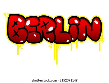 Berlin. Graffiti tag. Abstract modern street art decoration performed in urban painting style.