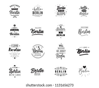 Berlin. Greeting cards, vector design. Isolated logos. Typography set.