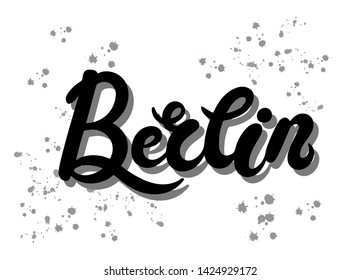 Berlin. Hand drawn lettering. Vector illustration. Typography poster, banner. Capital of Germany