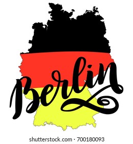 Berlin hand drawn lettering. Vector lettering illustration isolated on white. Template for Traditional German Oktoberfest bier festival