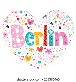 Berlin heart shaped type lettering vector design