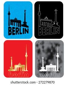 Berlin Landmarks. Brandenburg Gate, Victory Column and TV Tower